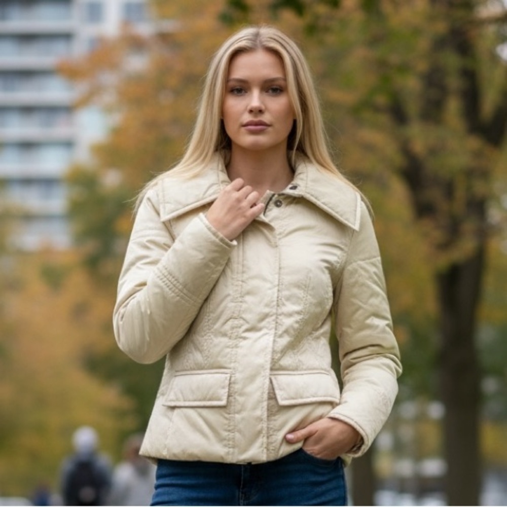 Hugo Boss Women's Light Lime Puffer Jacket - Casual, Winter - Size M